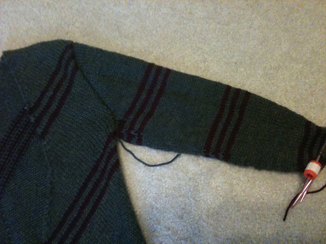 delancey cardigan knitting pattern work in progress sleeves