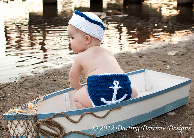 Sailor Hat, Nautical Headband, and Anchor Crochet Diaper Cover Pattern by Darling Derriere Designs ($5.50)