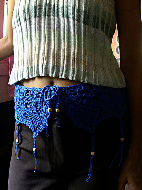 Square Motif Belt with Pineapple Fringes. Square Motif Belt with Pineapple Fringes.