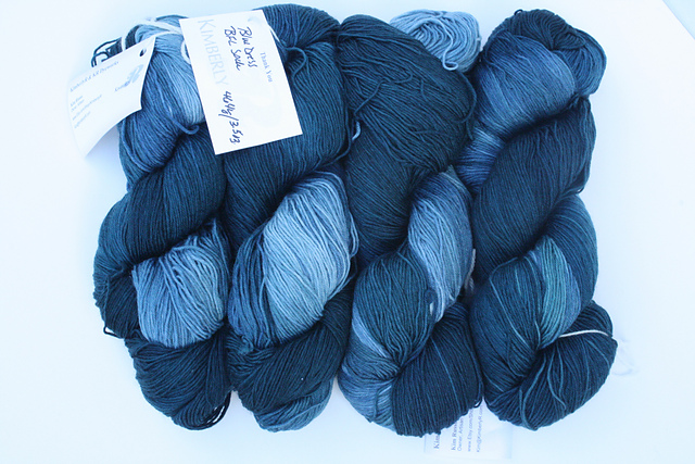 KRDyeworks "Blue Dress" on BFL Superwash Sock - 4 skeins available KRDyeworks "Blue Dress" on BFL Superwash Sock - 4 skeins available