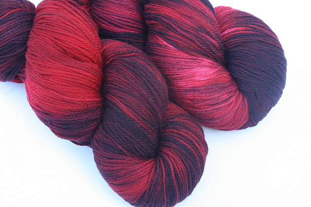 Kim Dyes Yarn "Black Cherry" on Ultra Merino 3-Ply Sock