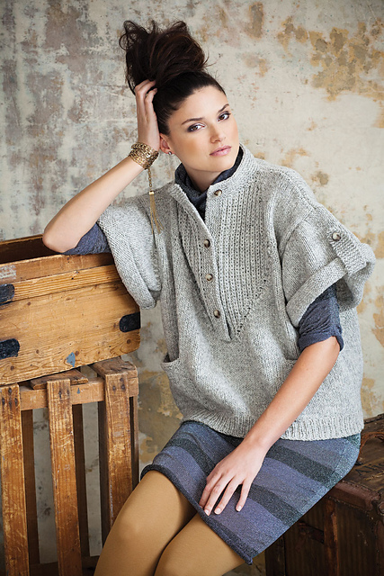 #25 rib yoke topper knitting pattern vogue knitting magazine
