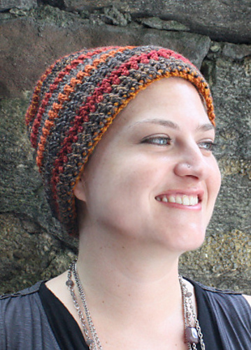 Striped stocking cap crochet pattern lion brand yarn free